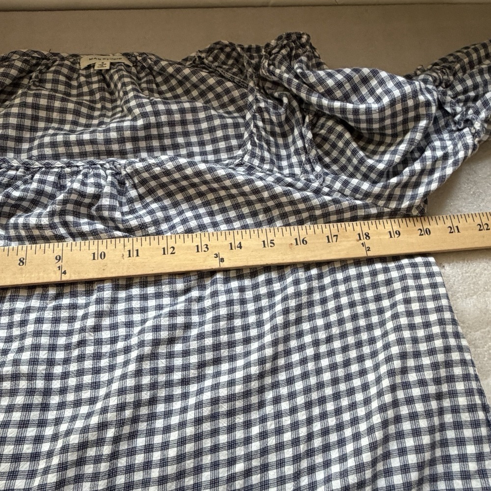 Max Studio Tiered Dress Women S Blue White Gingham Check Long Sleeve Cottagecore - Picture 6 of 10